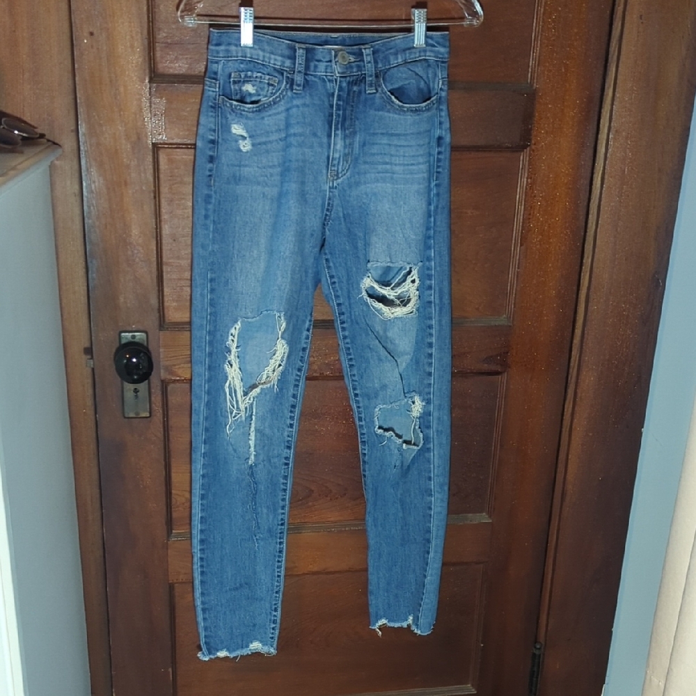 Blue Ripped Mom Jeans